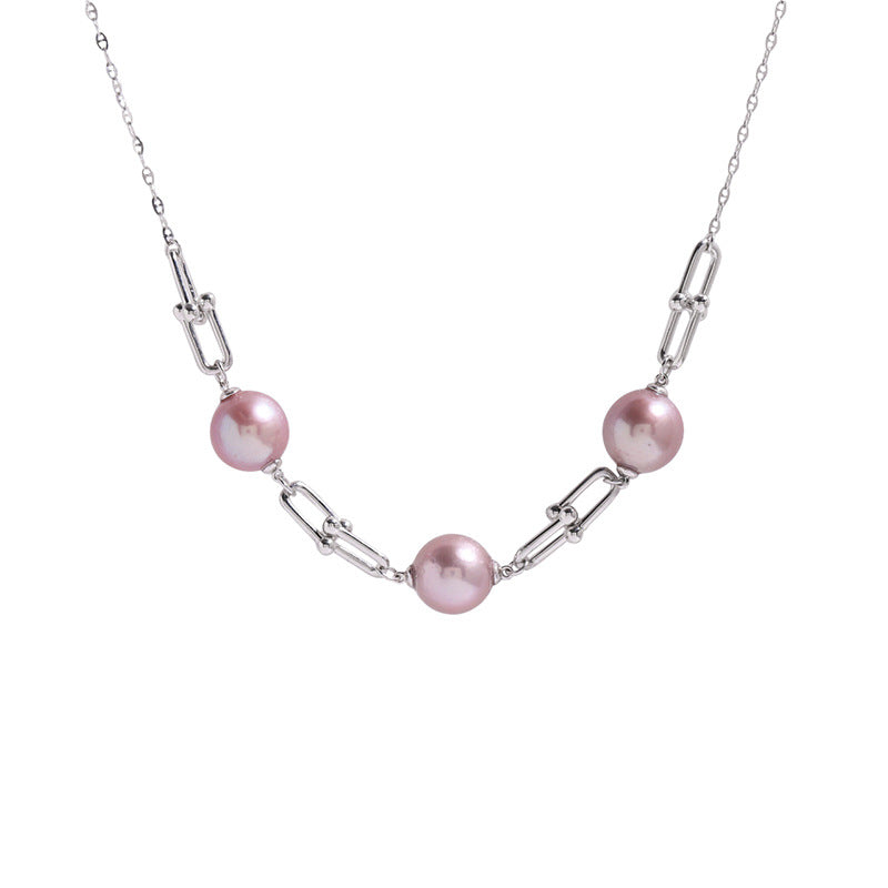 Grace Chain 10mm Lavender Pink Freshwater Pearl Necklace