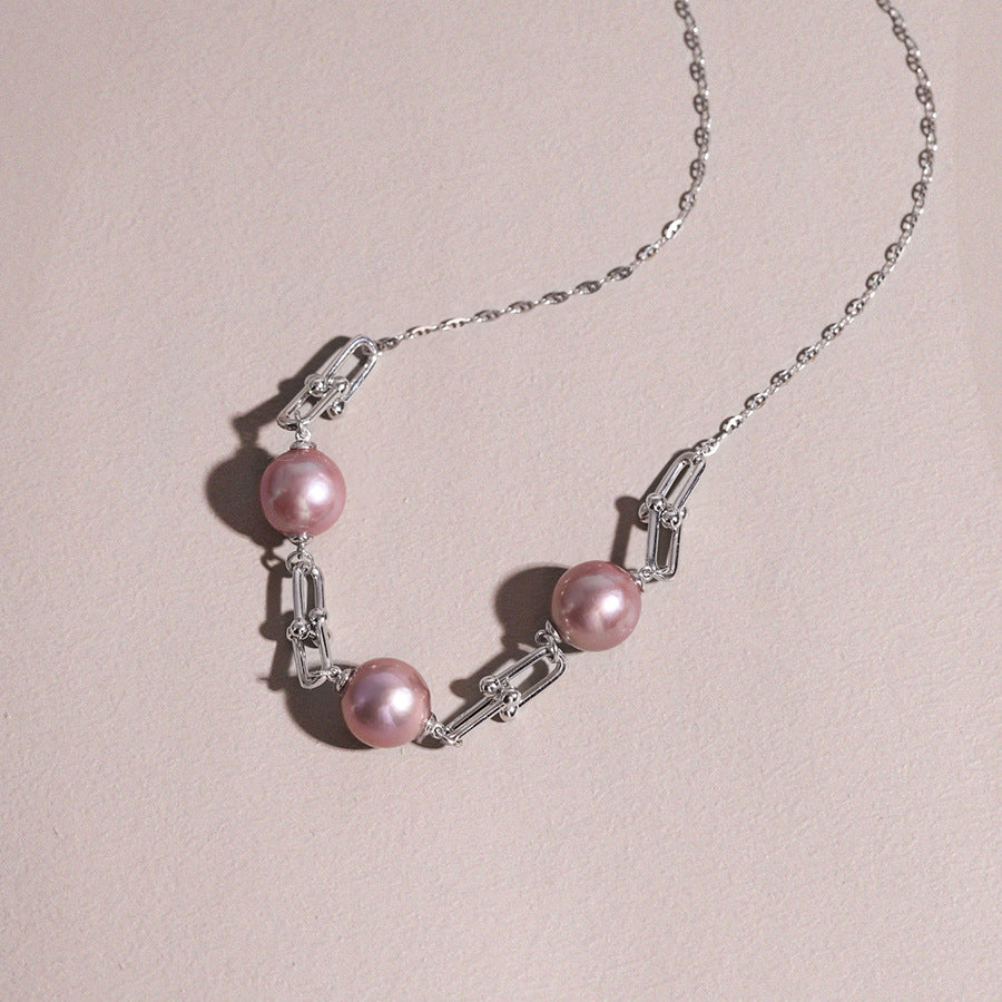 Grace Chain 10mm Lavender Pink Freshwater Pearl Necklace