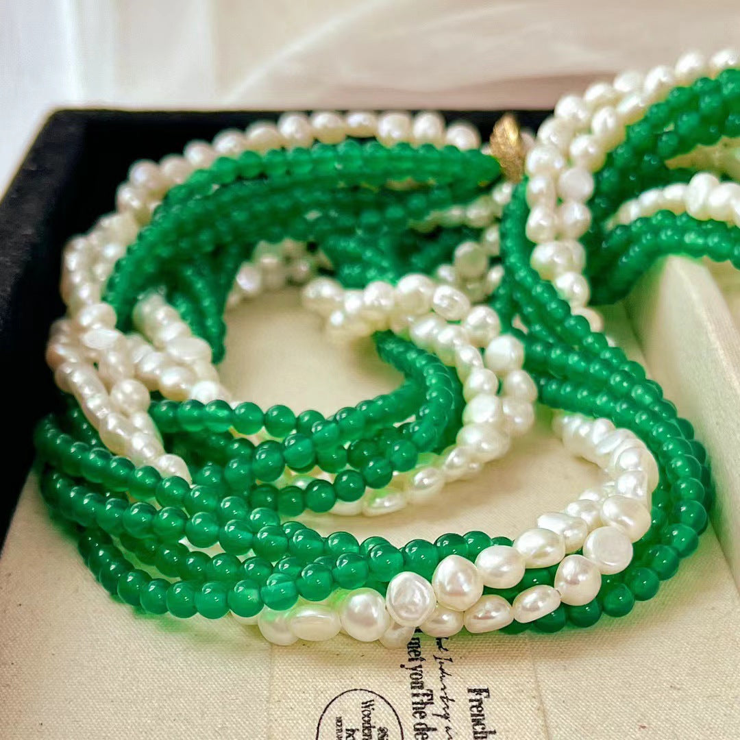 Emerald Grace – Twisted Freshwater Pearl Necklace