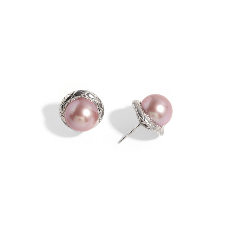 Roselle Grace - 12mm Lavender Pink Freshwater Pearl Stud Earrings