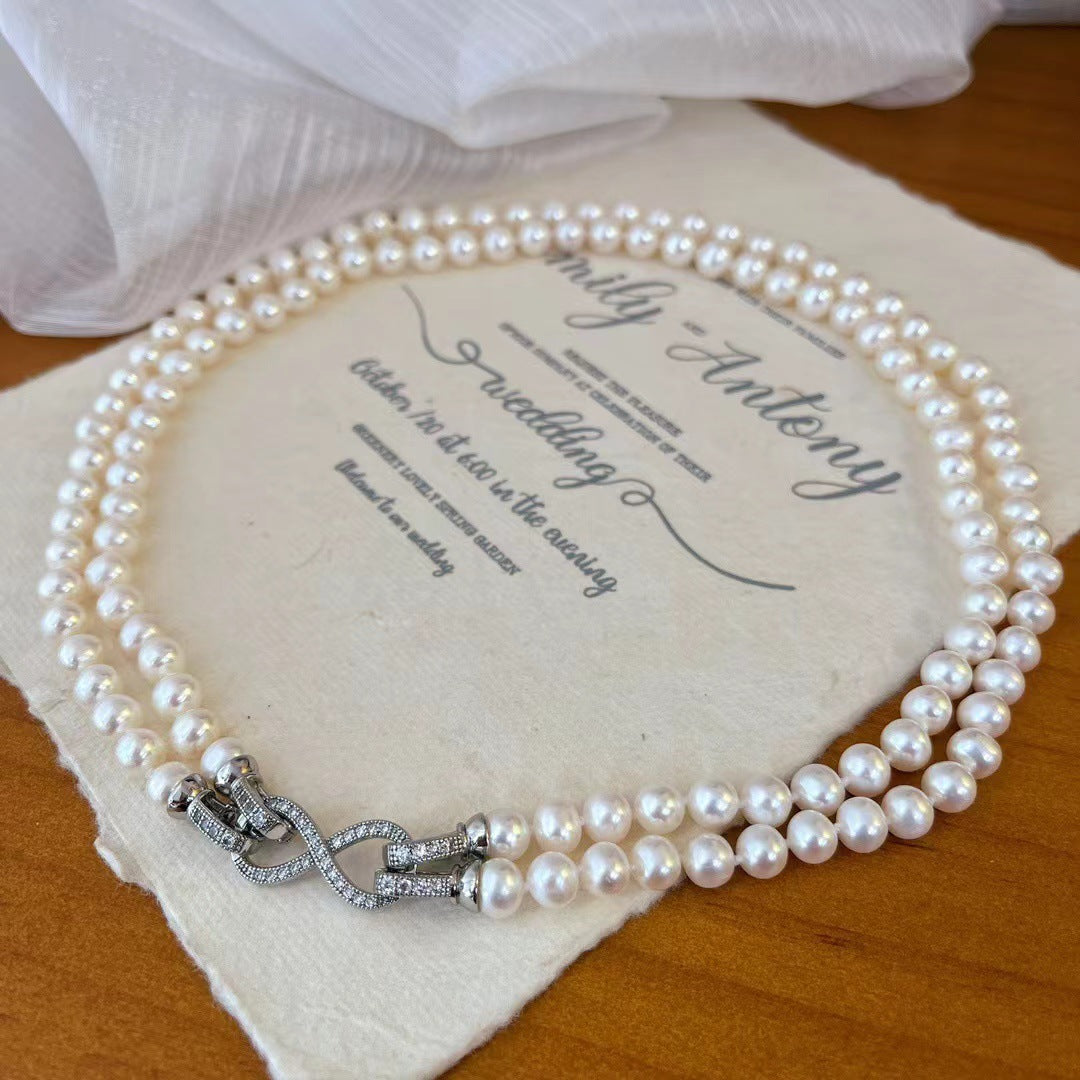 Infinity Grace – Double Strand Pearl Necklace