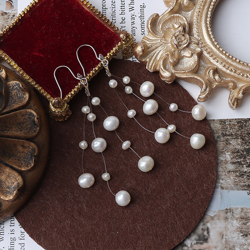Stardust Veil - Freshwater Pearl Earrings
