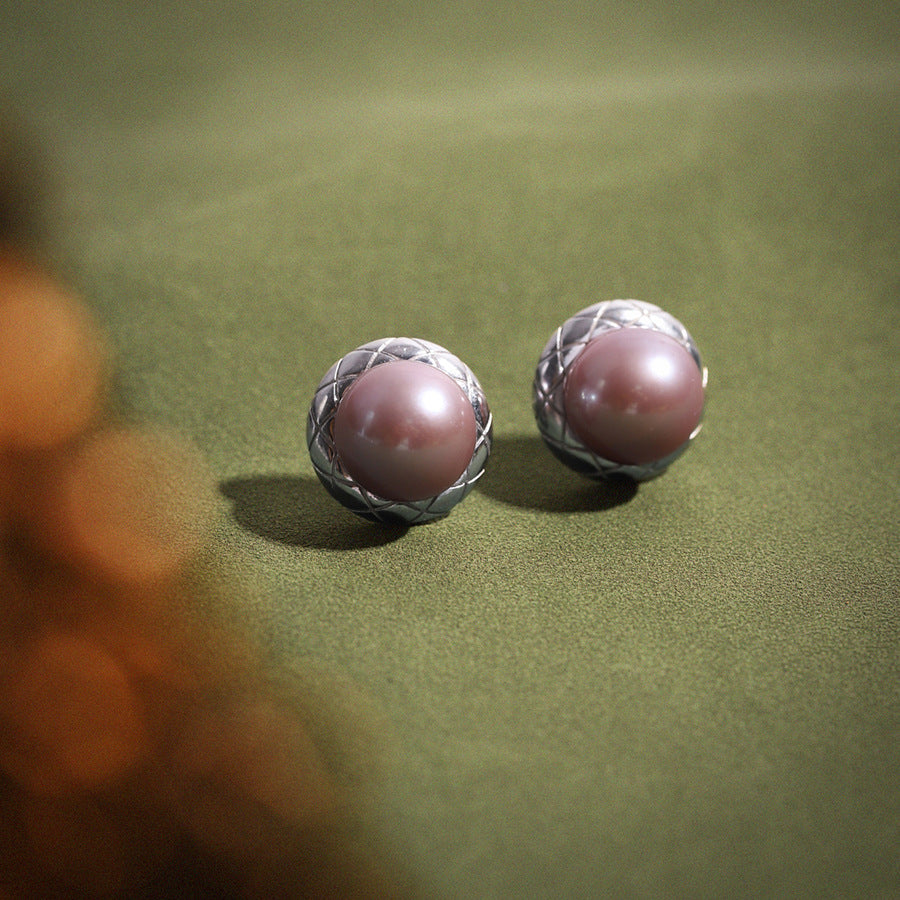 Roselle Grace - 12mm Lavender Pink Freshwater Pearl Stud Earrings