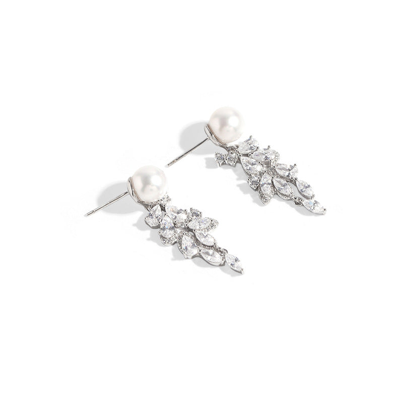 Starlit Grace - 8mm Freshwater Pearl Drop Earrings