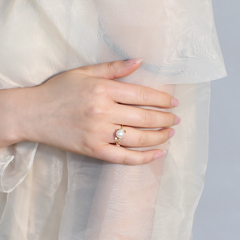 Golden Bud Freshwater Pearl Adjustable Ring