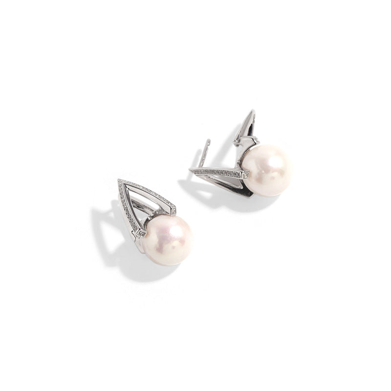 Framed Grace – Perfectly Round 11mm Pearl Earrings
