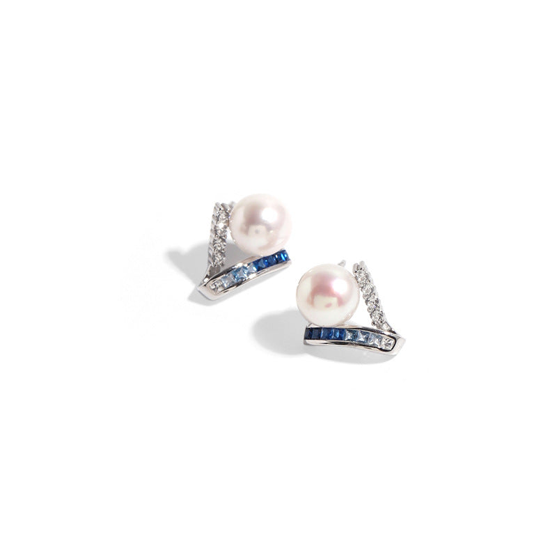 Framed Azure – Freshwater Pearl Stud Earrings