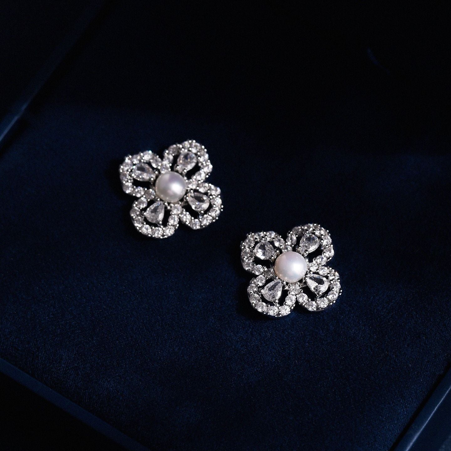 Floral Grace – 5mm Freshwater Pearl Earrings