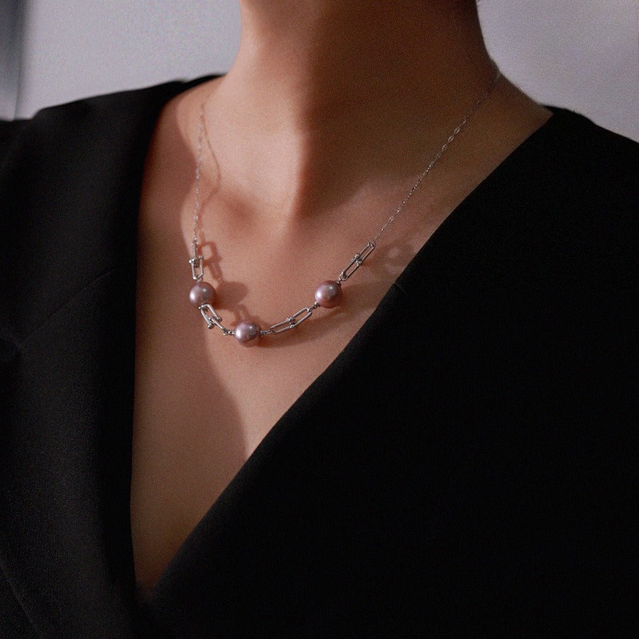 Grace Chain 10mm Lavender Pink Freshwater Pearl Necklace
