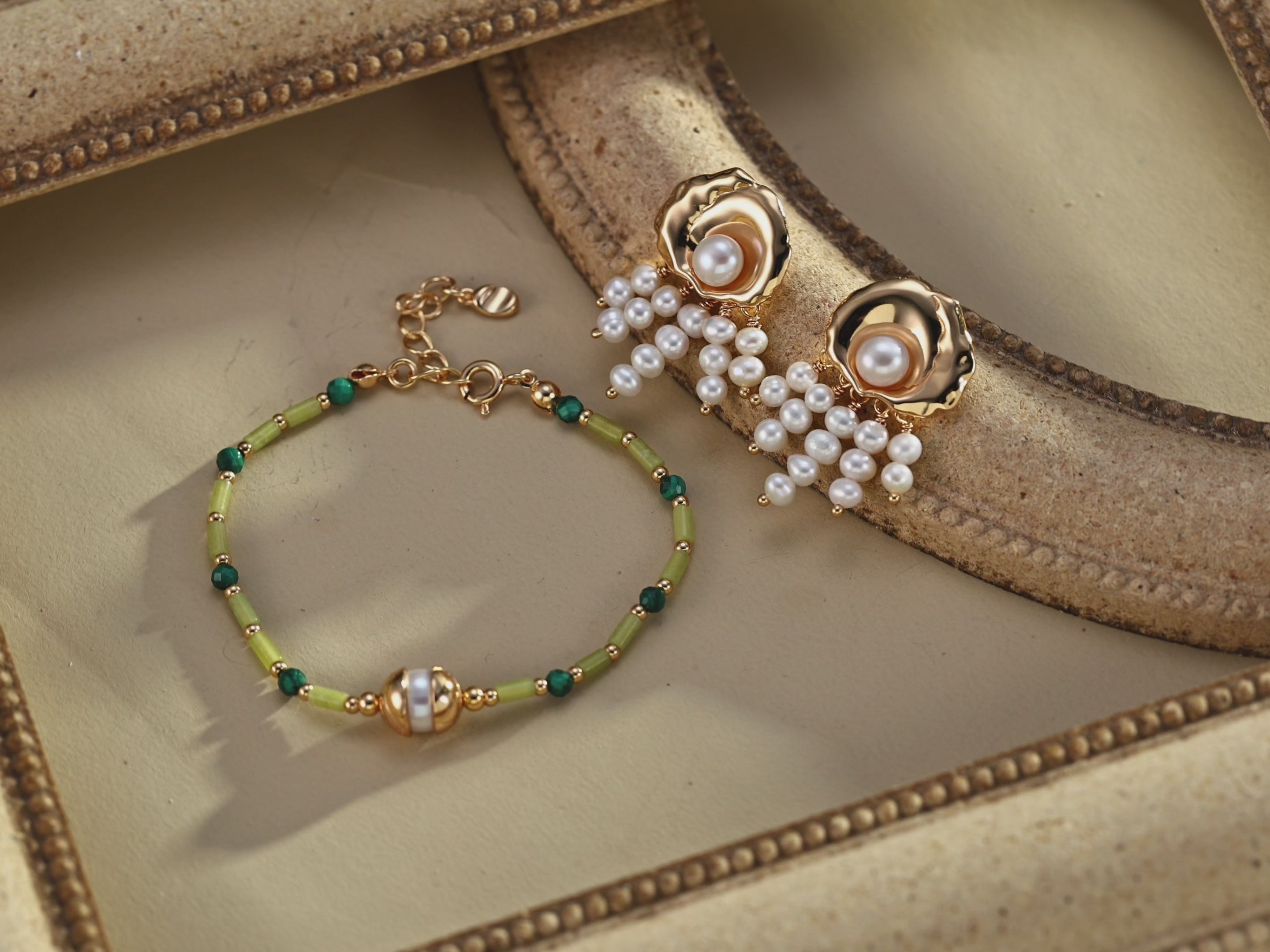 Fleur d’Or – Draped Pearl Bloom Earrings