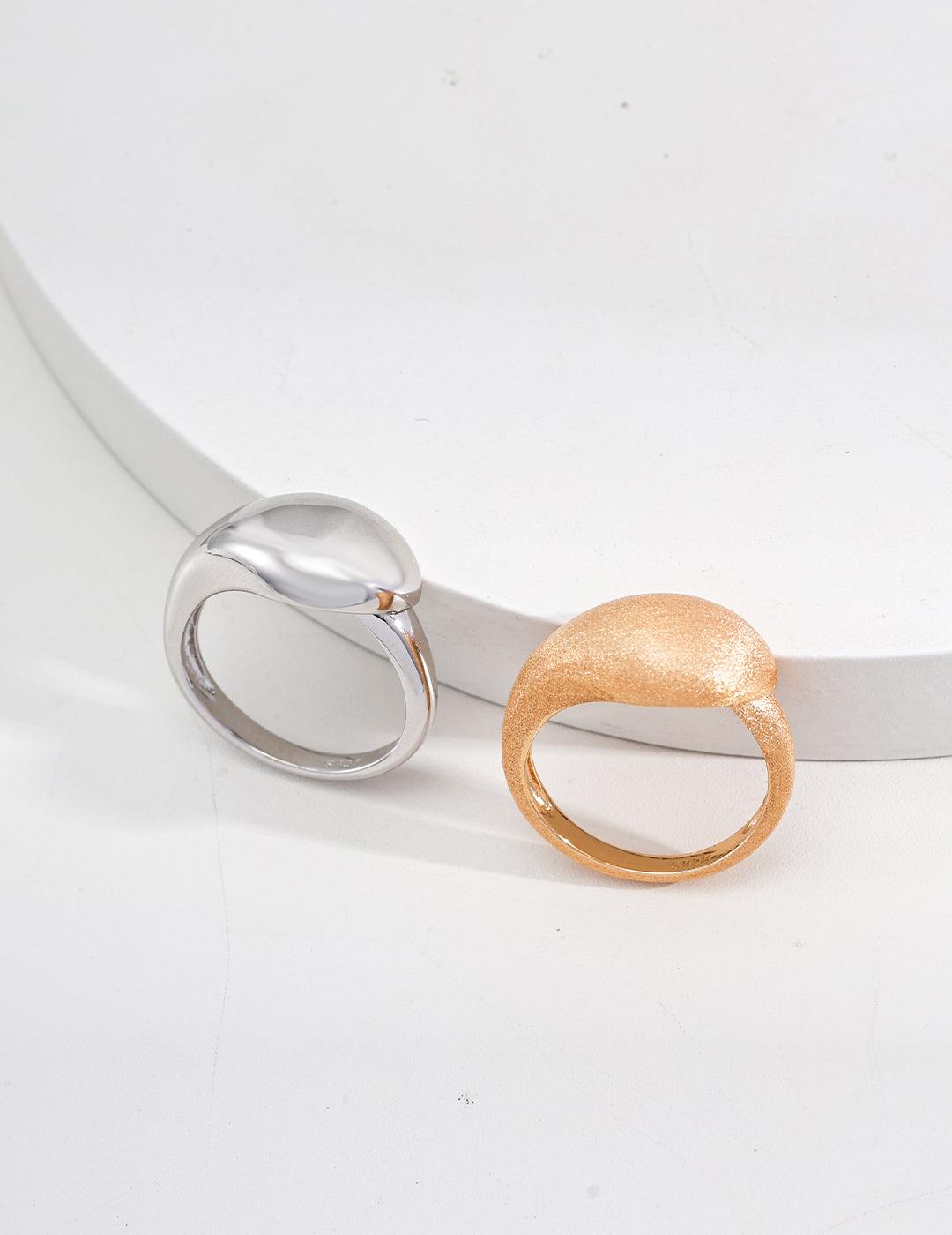 Frosted and Smooth Sterling Silver Ring - Gembea Jewelry