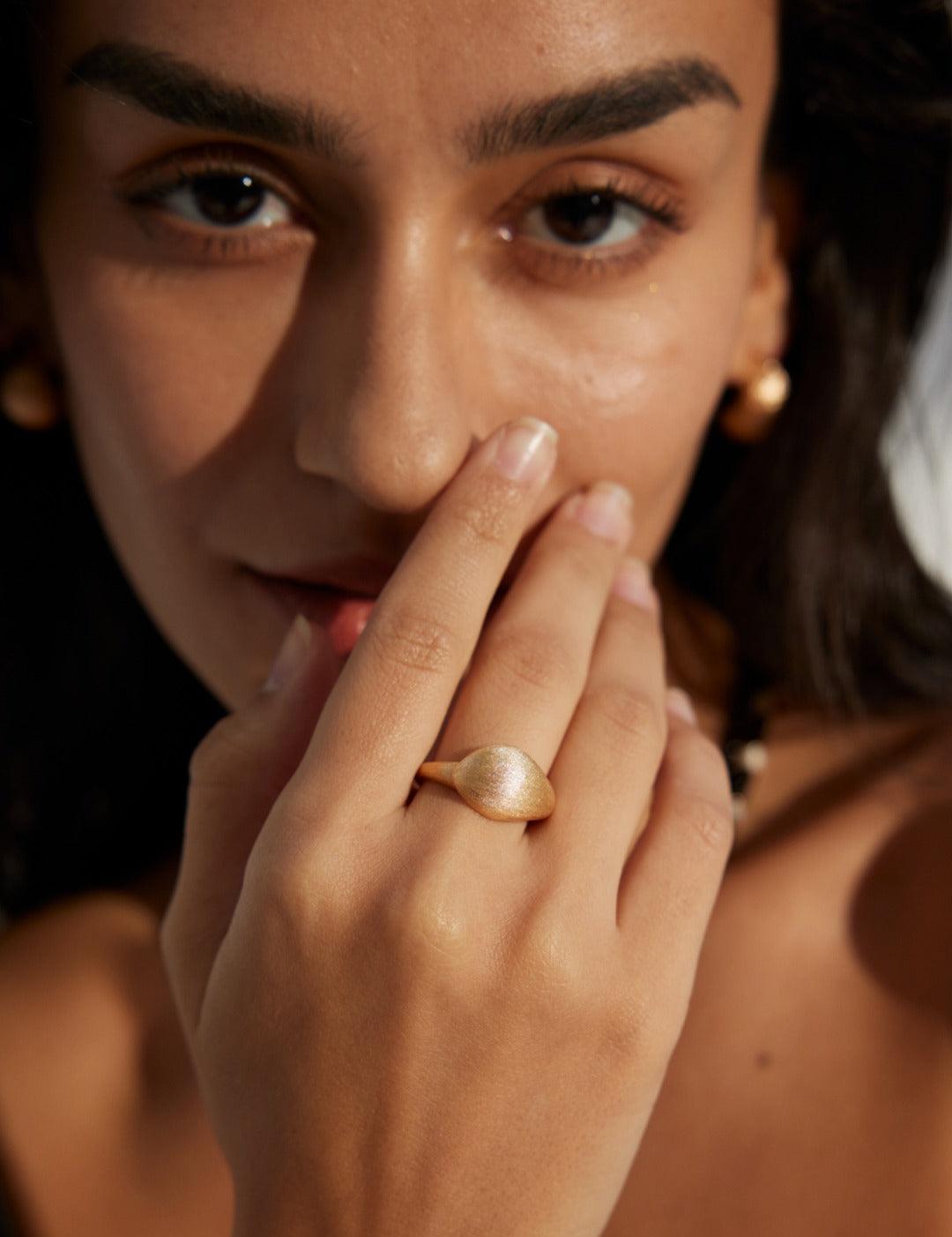 Frosted and Smooth Sterling Silver Ring - Gembea Jewelry