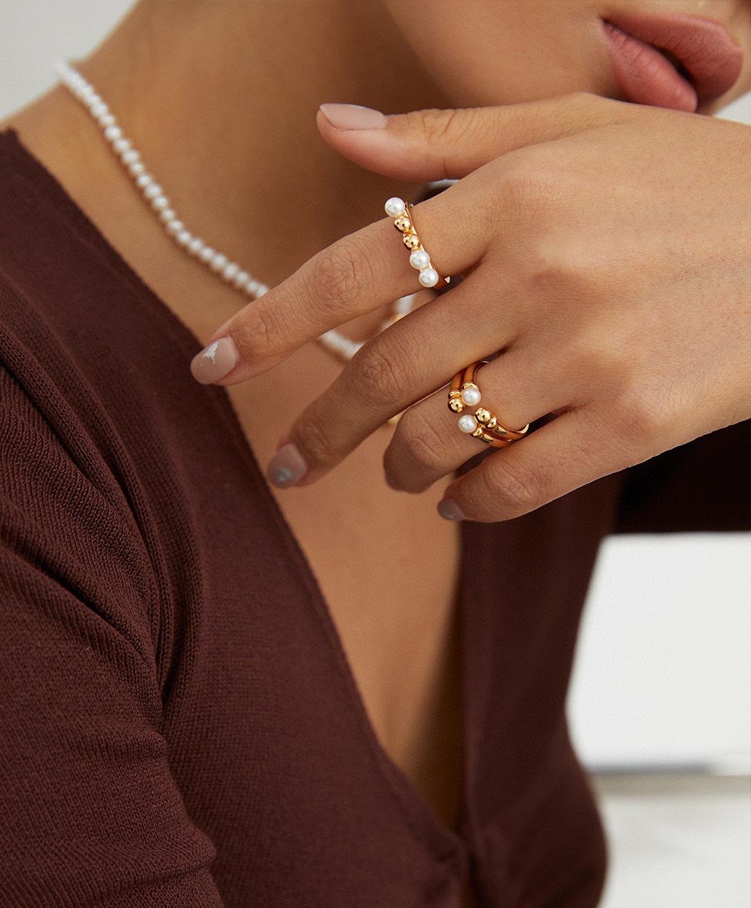 Gembea Jewelry Balance Beam Pearl Ring